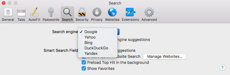How to change the search engine on Safari