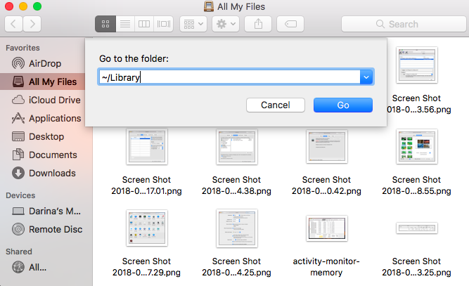 how to see library folder on mac