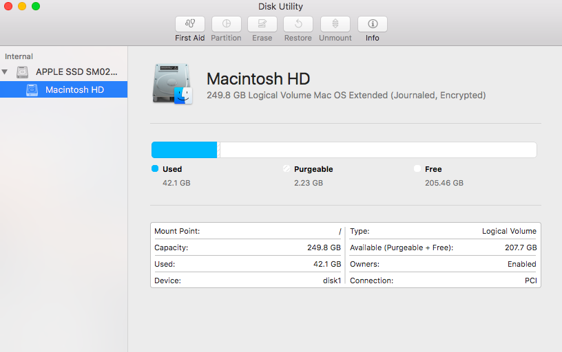 disk utility mac incorrect size for logicsl volume