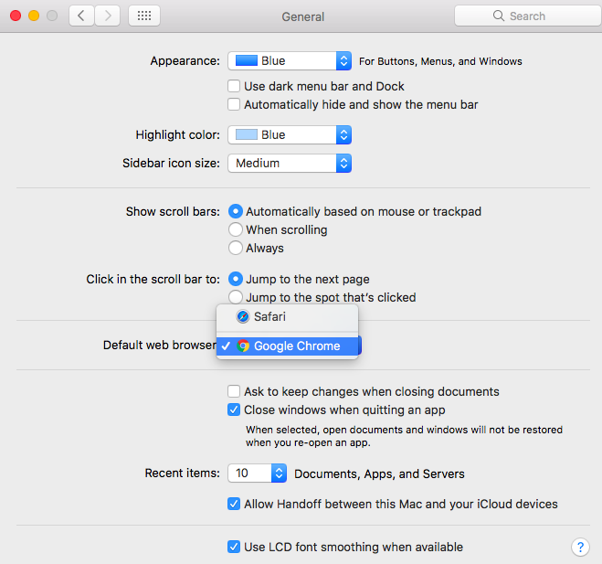 How to change the default web browser on Mac?