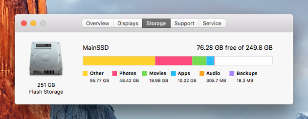 how do i make space on my startup disc mac