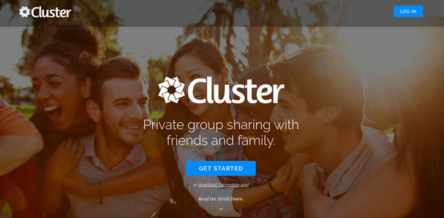 Screenshot of Cluster, a private photo sharing website