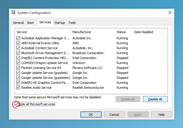 Use System Configuration to remove useless programs from startup on Windows 10