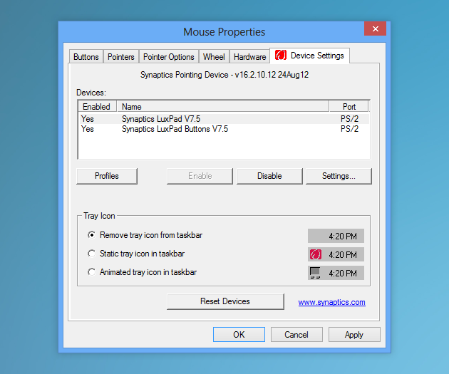How to turn on laptop touchpad on Win8