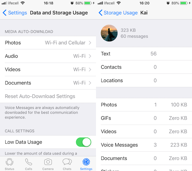 Screenshots: How to delete Documents and Data in WhatsApp