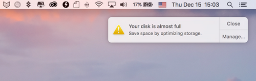 Your disk is almost full macOS Sierra