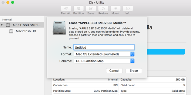 erase disk utility mac