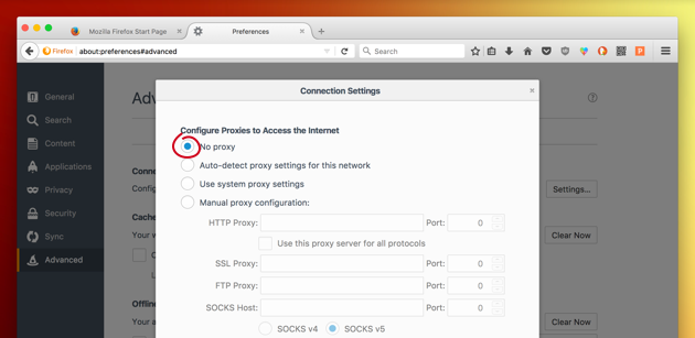 Fix proxy issues in Firefox