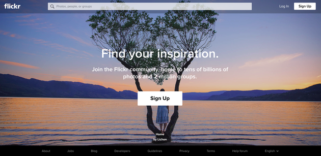 Screenshot of Flickr, a popular photo sharing website