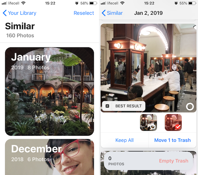 Screenshots of Gemini Photos