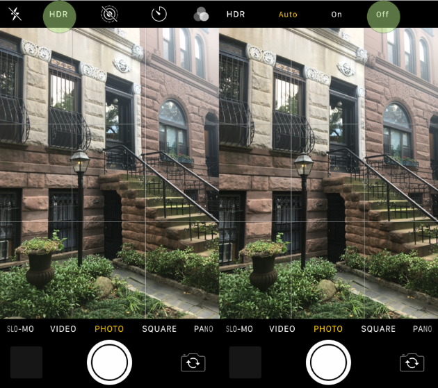 Using the HDR setting in iPhone Camera app