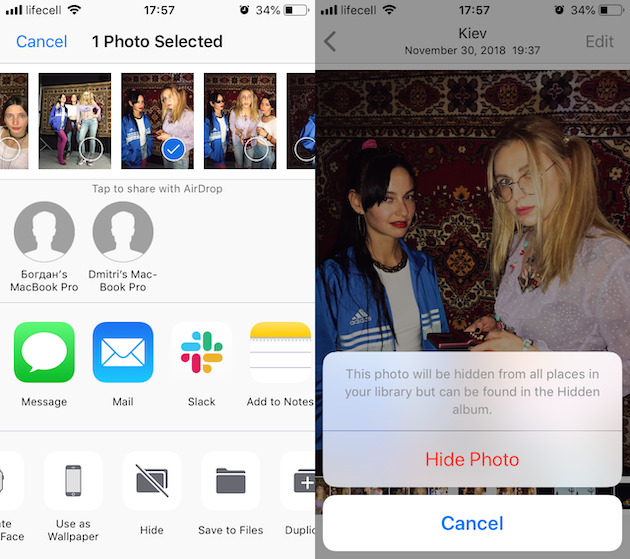 How to hide a picture on iPhone using Photos