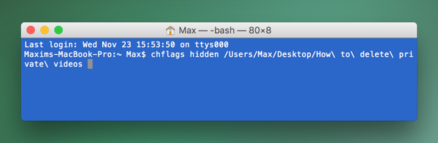 How to hide video files in Terminal