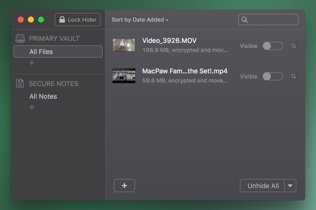 Hide video on macOS with Hider utility