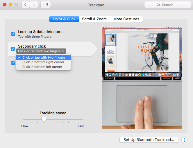 change setting for right click on mac