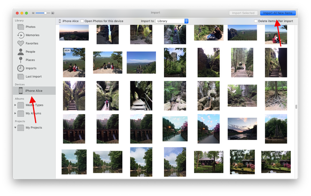 import photos from android to mac