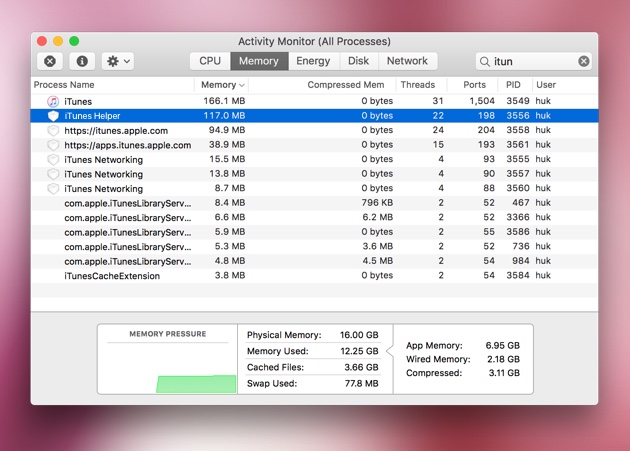 Uninstall iTunes with Activity Monitor utility