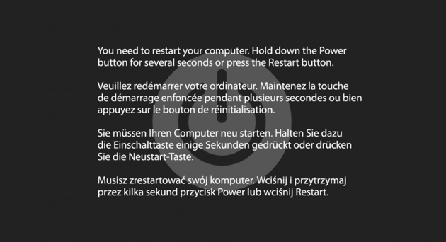 You need to restart your computer - Kernel panic Error Message