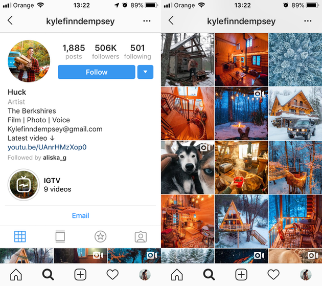 Screenshots of an Instagram theme by @kylefinndempsey