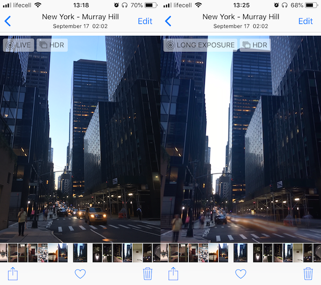 Screenshots: How to convert Live Photos to long exposure on iPhone