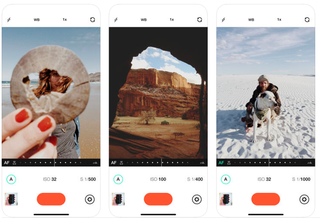 Screenshots of Manual, an iPhone camera app