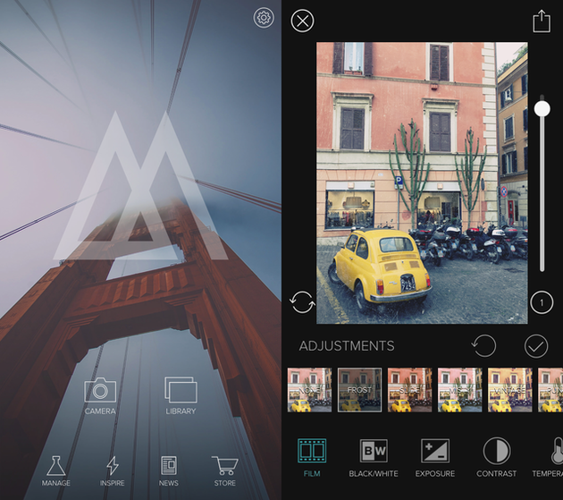 Screenshots of Mextures, a photo effects app for iPhone