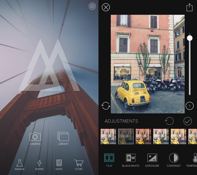 Capturas de pantalla de Mextures, una aplicación de textura para fotos de iPhone