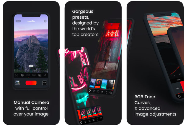 Screenshots of MuseCam, a free camera app for iPhone