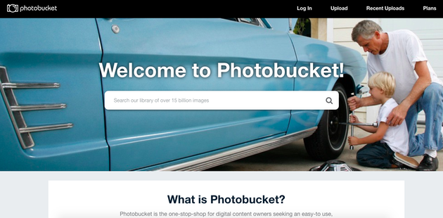 Screenshot of Photobucket, a photo sharing site