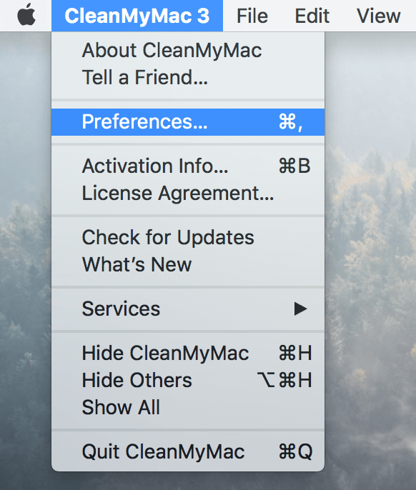 CleanMyMac 3 > Preferences