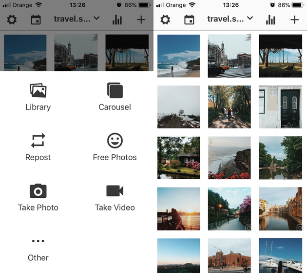 Screenshots of Preview, and Instagram feed organizer