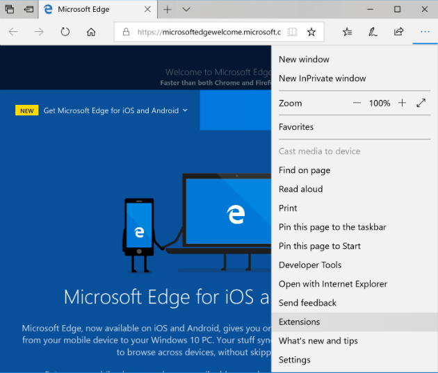 Ta bort Microsoft Edge-förlängningen