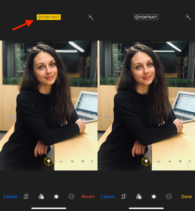 Screenshot: How to remove Portrait mode on iPhone photos