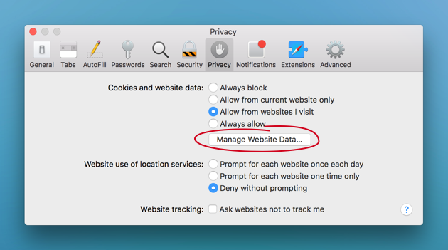 Supprimer les cookies manuellement dans le navigateur Safari