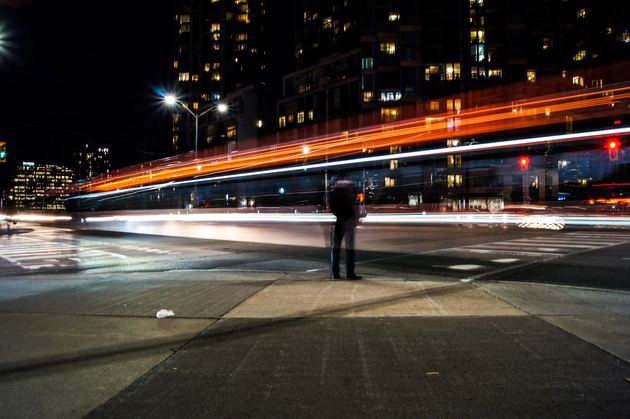 Photo of the city at night, shot at slow shutter speed