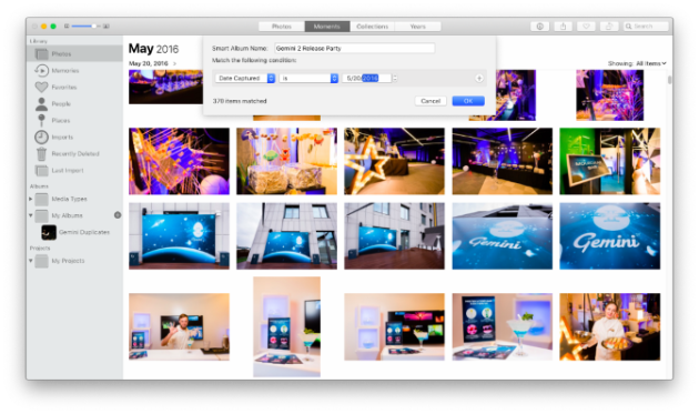كيفية إنشاء ألبوم ذكي في تطبيق الصور على جهاز Mac: لقطة شاشة