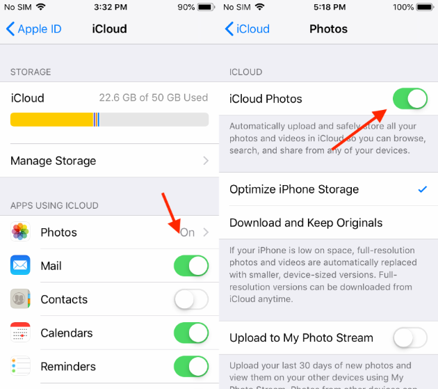 Bildschirmfoto: auf dem iPhone gespeicherte Fotos mithilfe von iCloud-Fotos auf den Mac synchronisieren