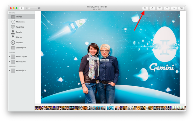 Screenshot: How to tag people in the Photos app for Mac