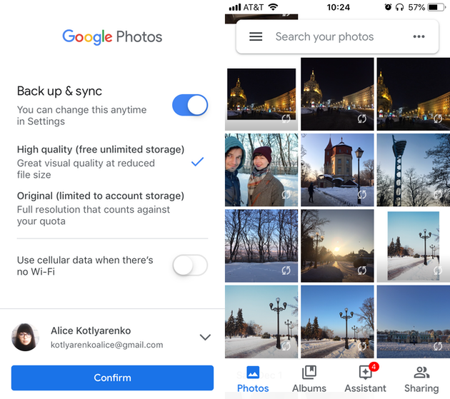 Screenshot: Google Photos, a free photo storage app